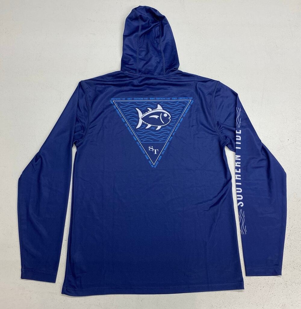 NEW Men Southern Tide SkipJack Waves lightweight pullover hoodie shirt, S